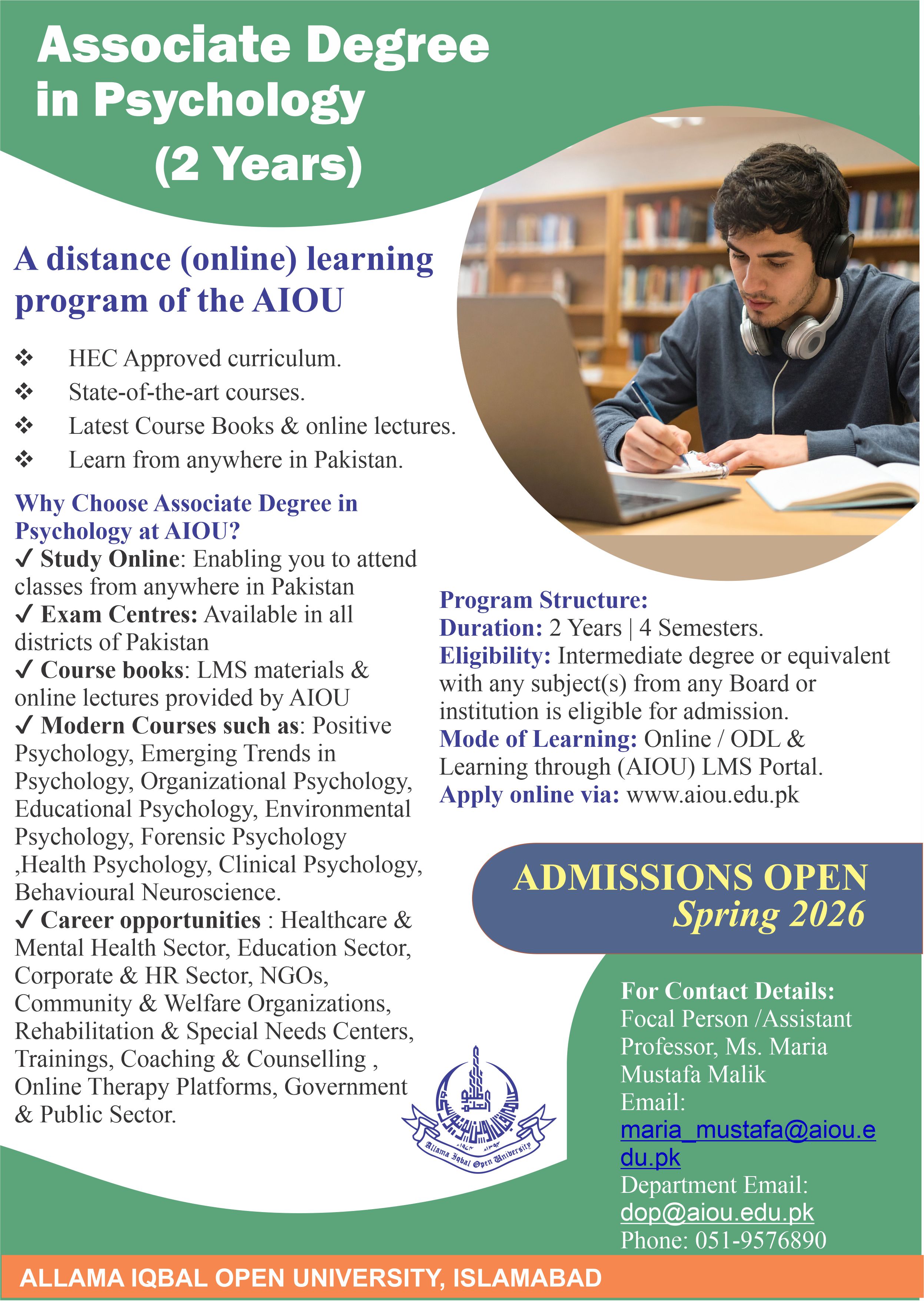 Associate Degree Psychology (2 Years)